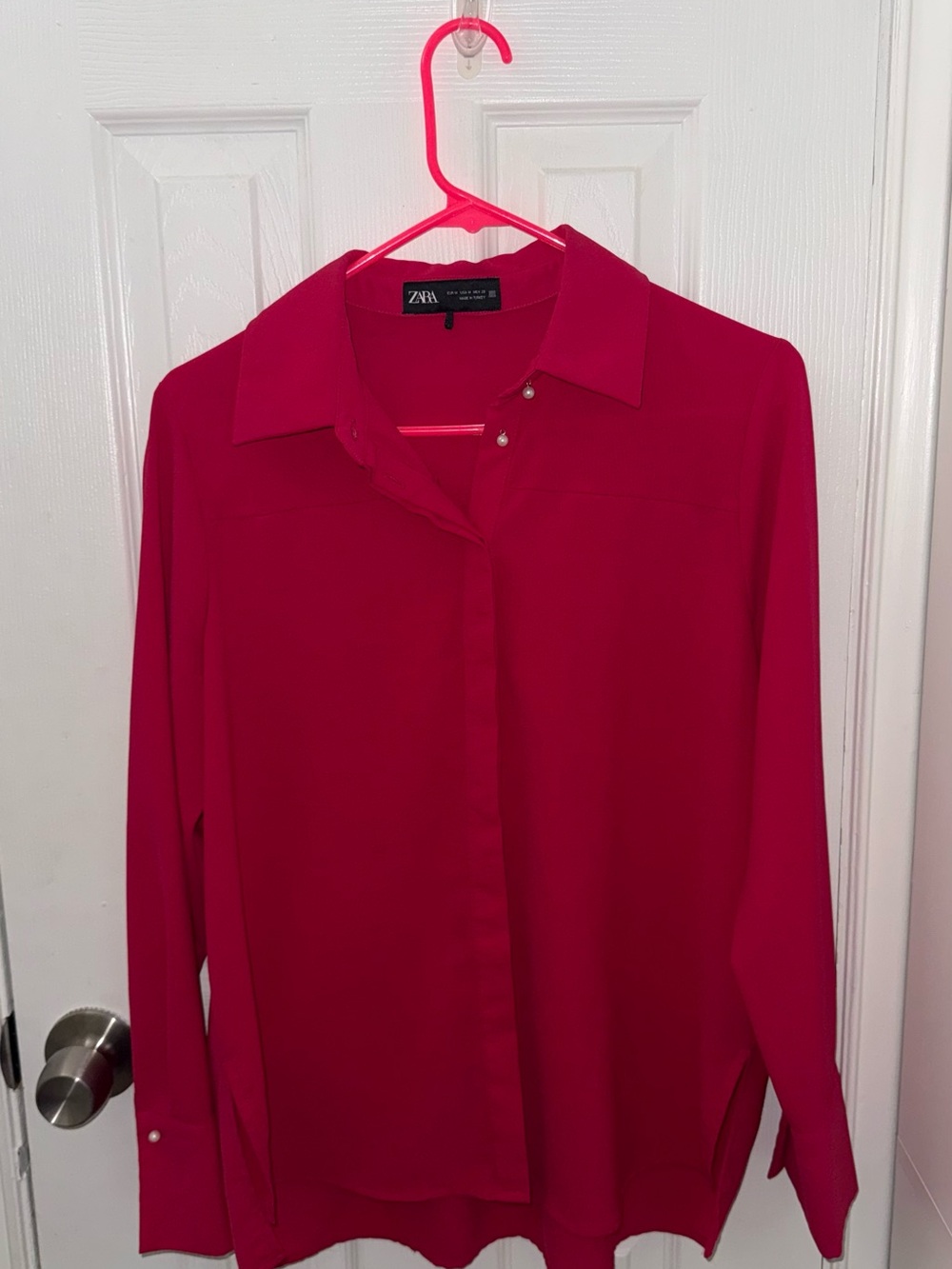Zara Raspberry Pink Long-Sleeve Button-Down Shirt
